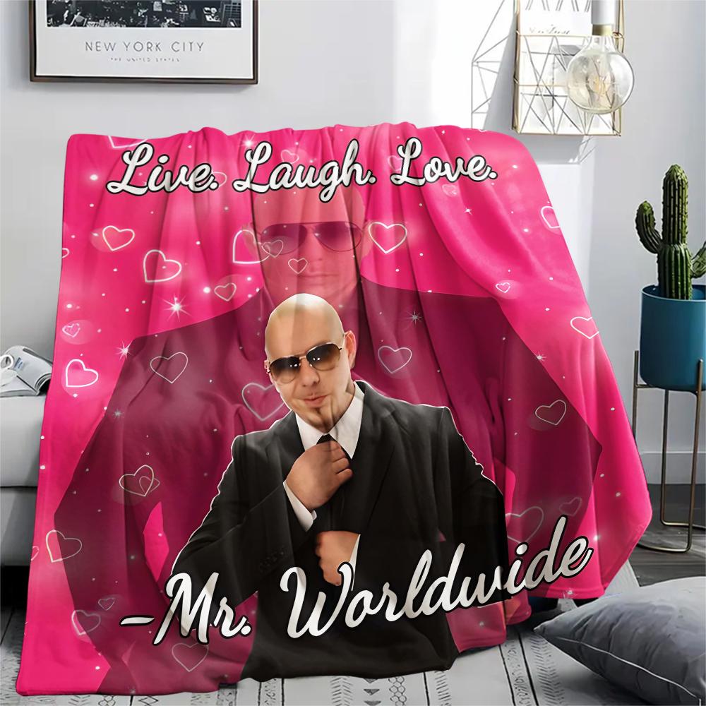 1Pc Mr. Worldwide Print Flannel Blanket, High Quality Comfortable for All Seasons, Home Decor, Warmth and Comfort, Perfect for Christmas Gifts