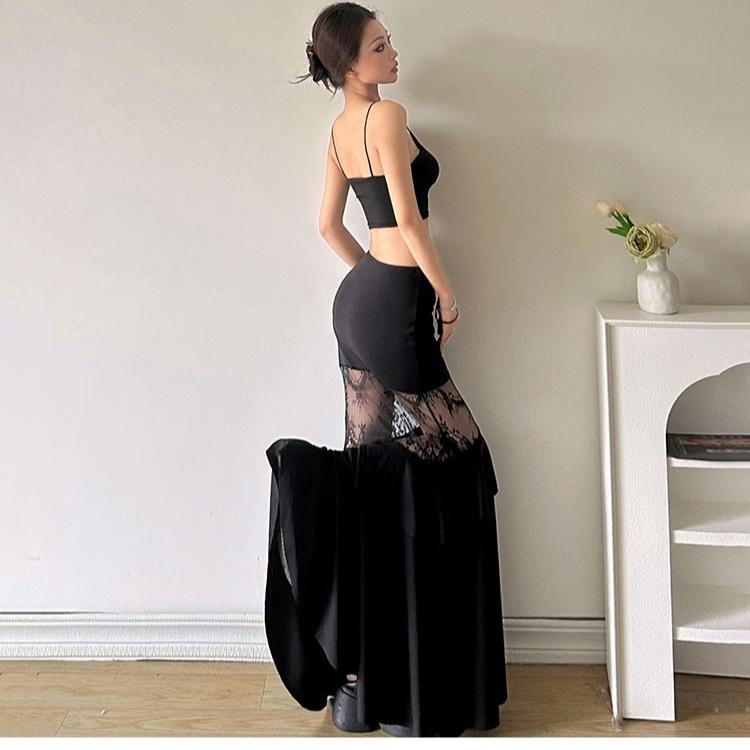 Szekszis Csipkés Hálós Magas Derekú Sellő Szoknya Bodycon Halfarok Nőknek