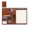 PU Leather Conference Folder with Clipboard Multiple Pocket Card Pocket Pen Slot Clipboard Business Document File Folder