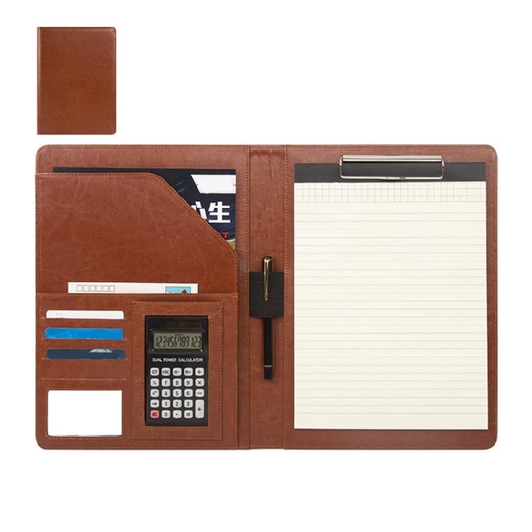 PU Leather Conference Folder with Clipboard Multiple Pocket Card Pocket Pen Slot Clipboard Business Document File Folder