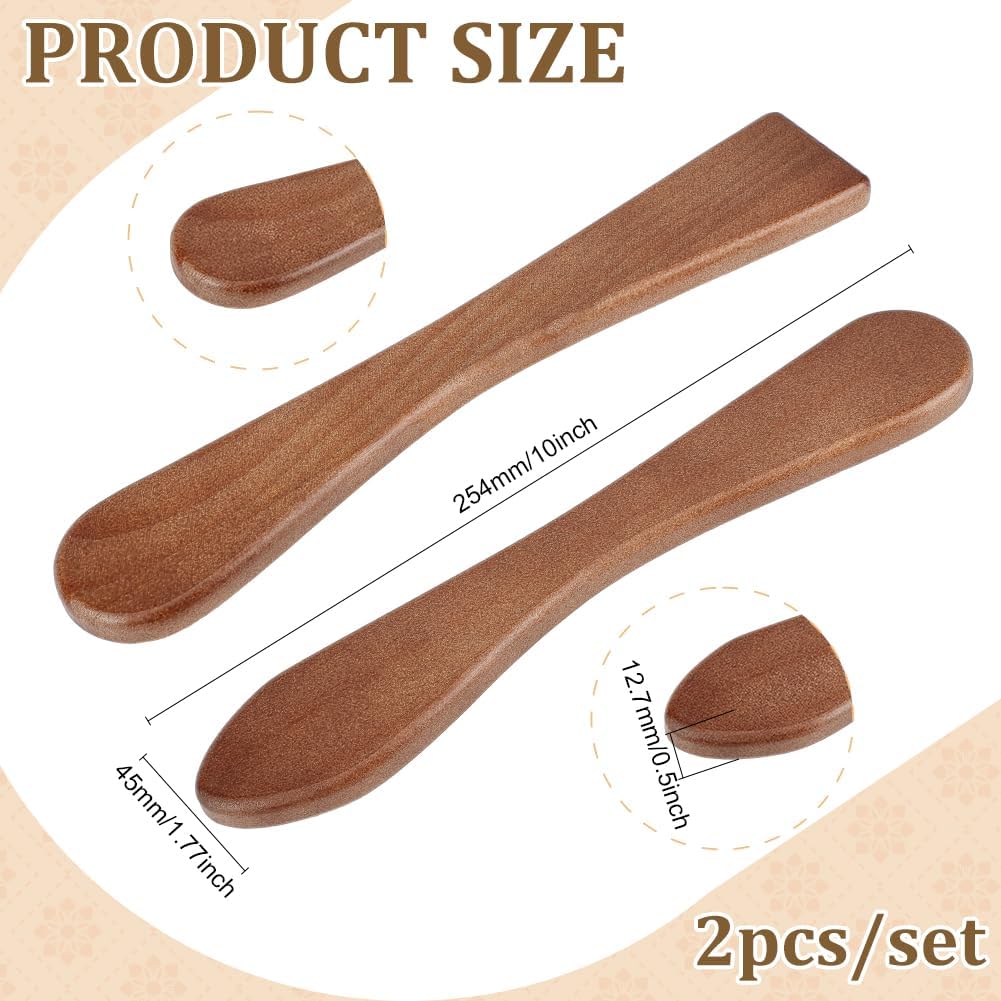 BENECREAT 2PCS Wooden Clay Sculpting Tool, 10x1.7x0.4inch Double Ended Modeling Pottery Tools for Cutting Carving Detailing and Smoothing