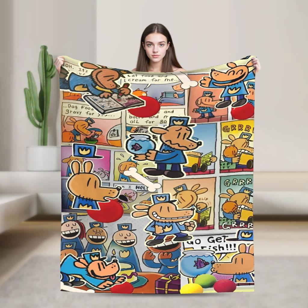 Dog Man Dogman Movie Comic Blankets Cartoon Flannel Awesome Breathable Throw Blankets for Coverlet Summer