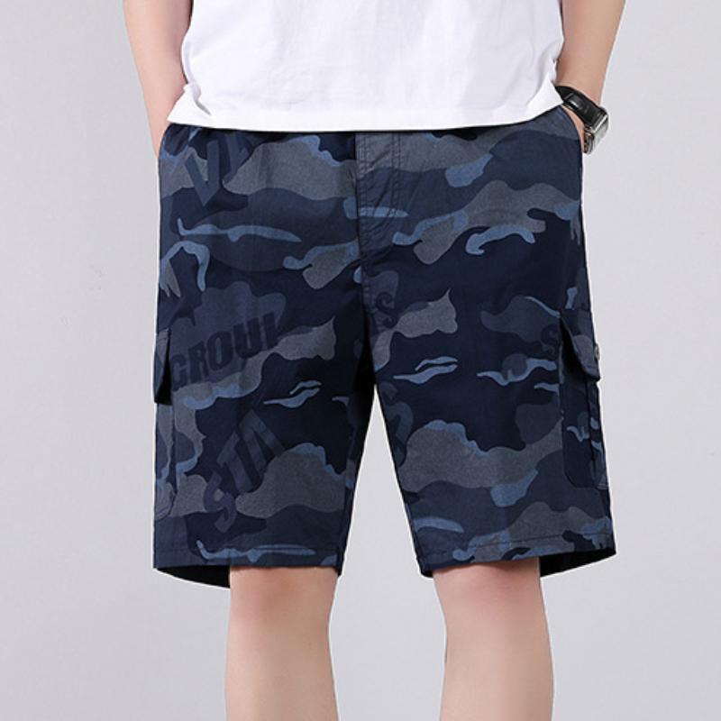 

Камуфляжні шорти-карго Чоловічі толстовки Чоловічі модні брендові чиста бавовна Модні спортивні піратські шорти Вільні повсякденні штани 5XL темно-синього кольору