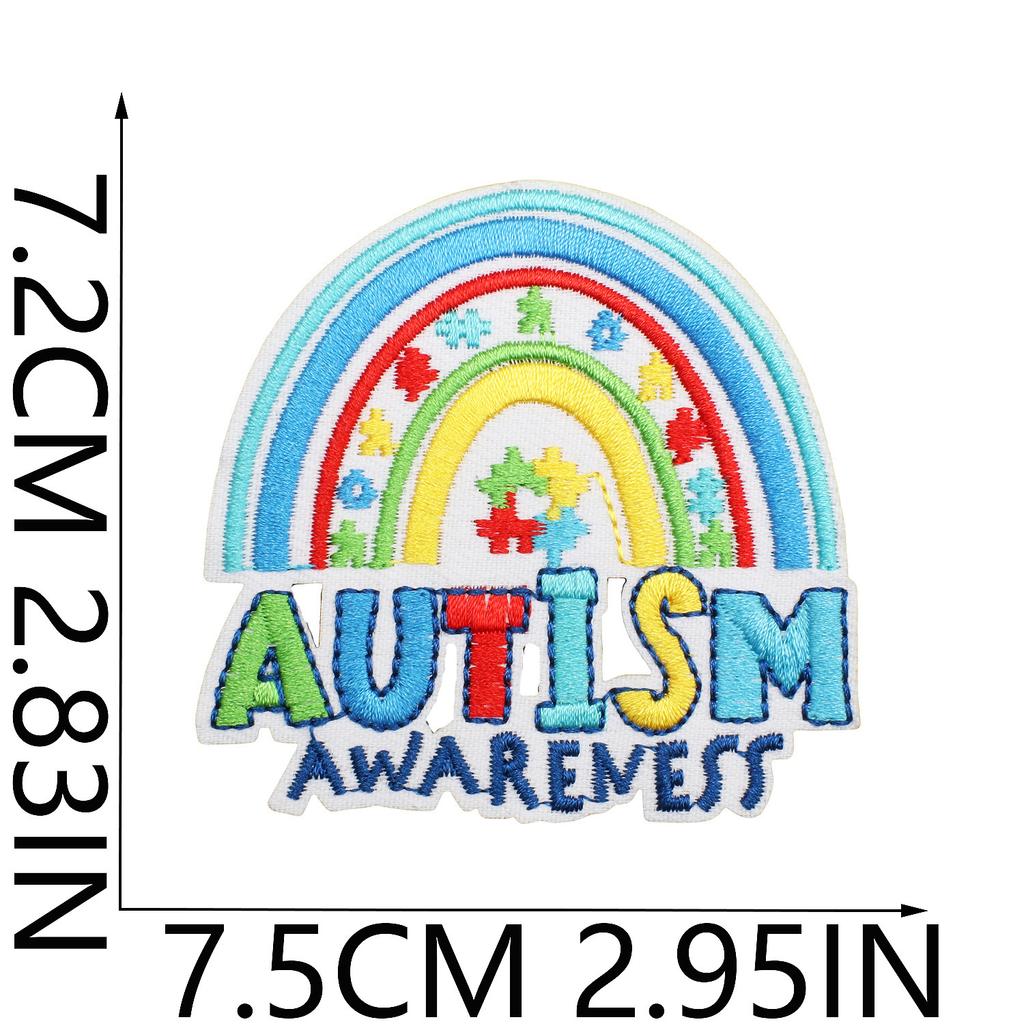 Färg pussel broderi tyg klistermärke liten dinosaurie dator broderi etikett tecknad sköldpadda autism kampanj patch klistermärke strykning