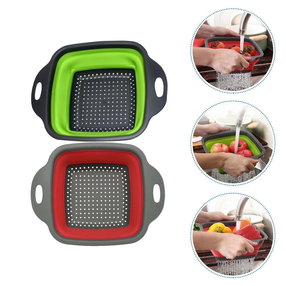 2 Pcs Wash Basin Sink Collapsible Drainer Basket Fruits Household Baskets Food Strainers