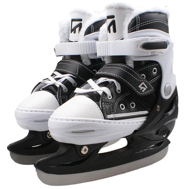 Adjustable Ice Skating Shoes for Beginner Children Adult Thicken Ice Figure Skates Shoes with Blade for Kids and Adults Teenager