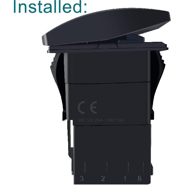 GI1407 Lot/Sets 6.3mm 14-16AWG Female Gold Spade Terminal Connector + Rocker Switch Plug Connect Box Socket ARB Carling (4 Sets)