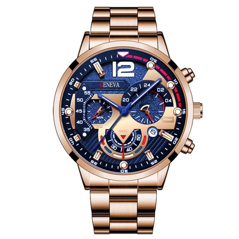 Men's Stainless Steel Business Wristwatch with Calendar and Quartz Movement