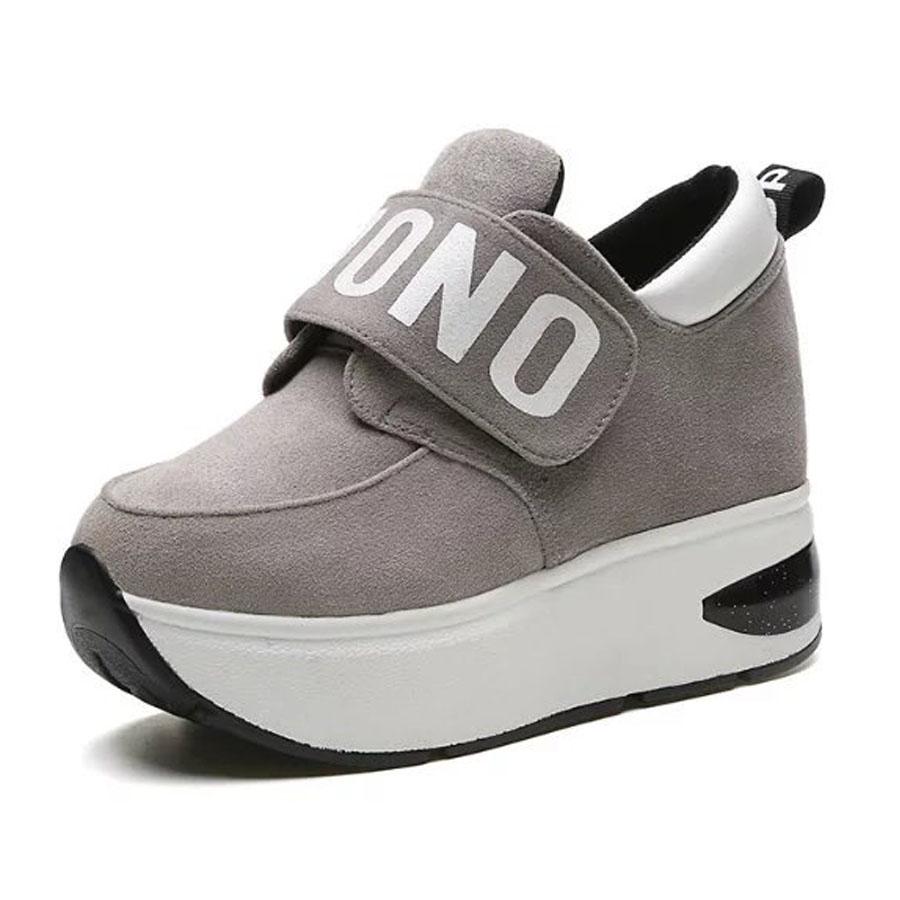 

Новая женская обувь с внутренним увеличением, корейская версия «Бисквита», повседневная студенческая обувь в спортивном стиле с высоким берцем на липучке 8.5 серый