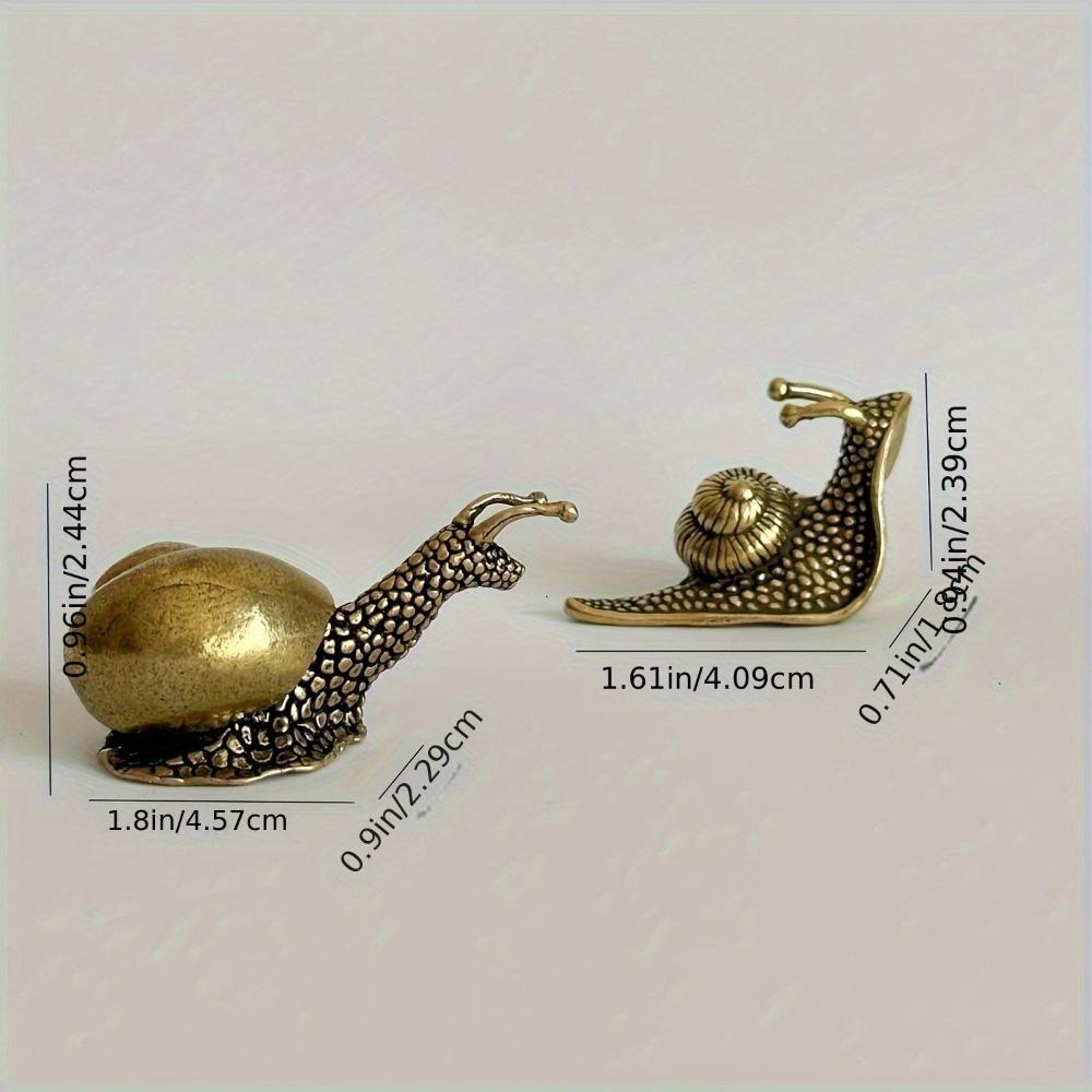 

2 шт. Винтажные латунные фигурки улиток - Миниатюрный декор из ракушек с замысловатым спиральным дизайном, Коллекционные украшения для дома и сада 2pcs