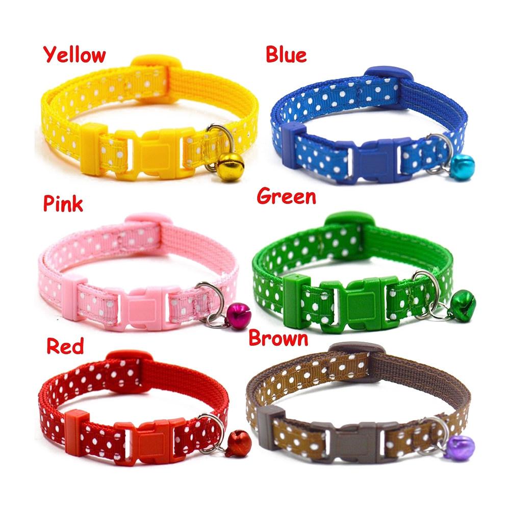 Pet Bell Collar Polka Dots Adjustable 7.5-12 Inch Width 1.0cm Plastic Buckle Small Dog Kitten Puppy Bell Collar Christmas