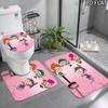 3pcs The Fairly OddParents Pattern Flannel Nonslip Absorbent Washable Decorative Bathroom Home Toilet Seat Cover Mat