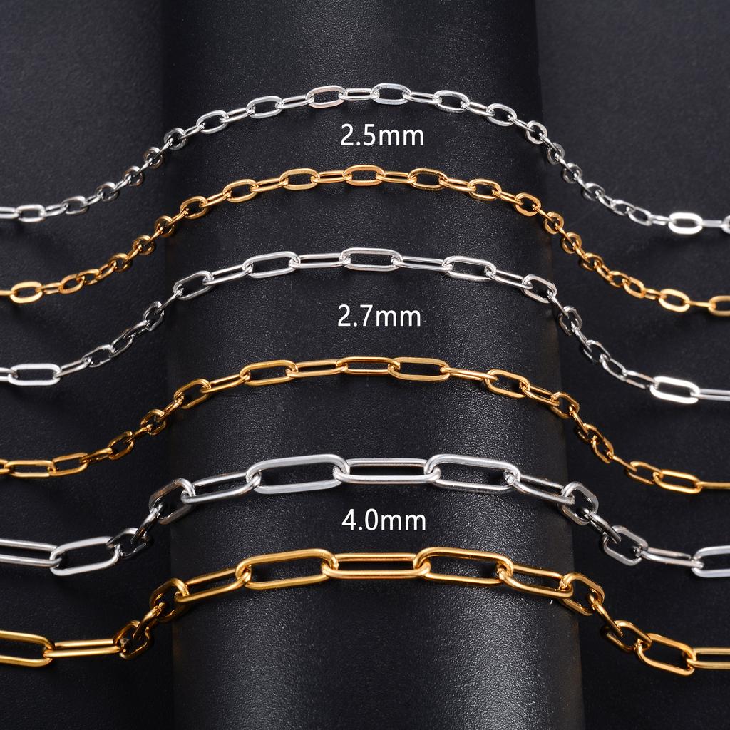 2.5/2.7/4mm Minimalist Stainless Steel Paperclip Neck Chain Link Necklace for Women Men Copper/Gold Color Choker Metal Jewelry