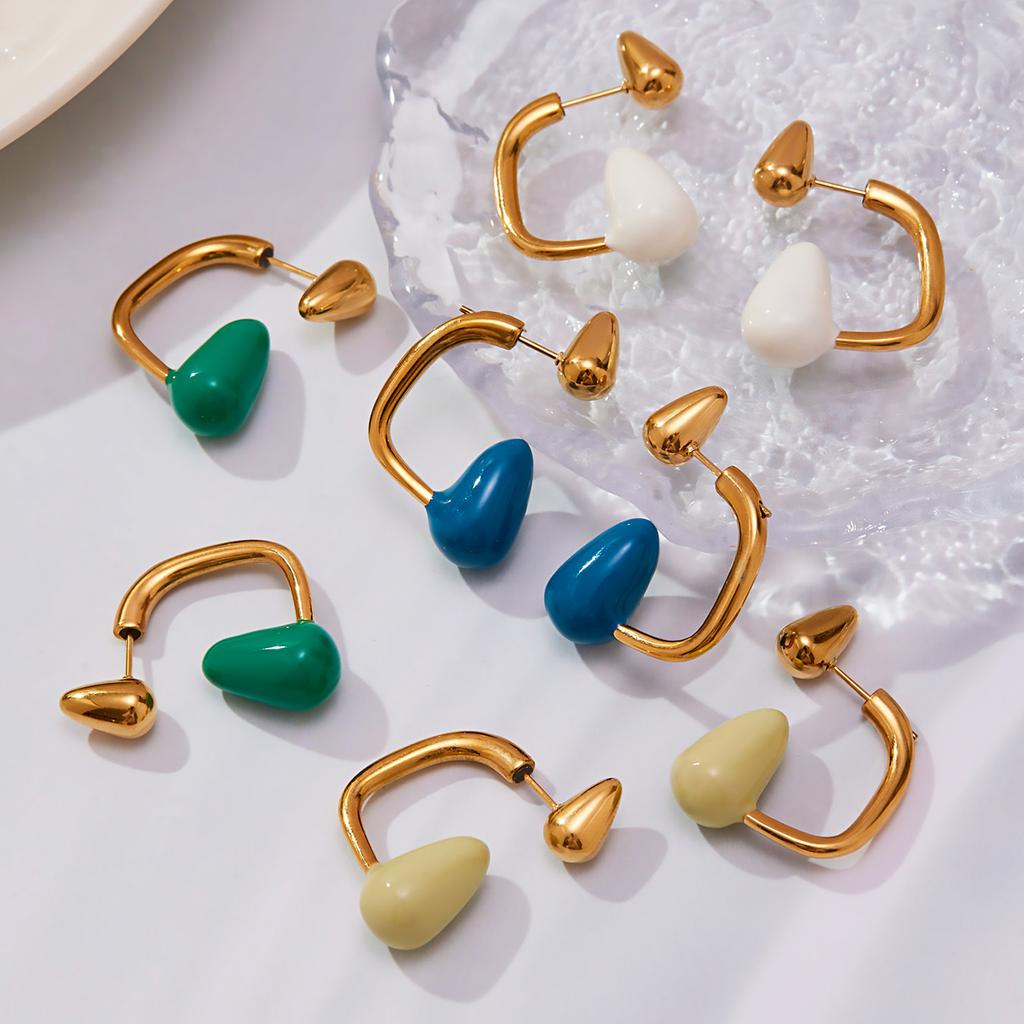 Exquisite Trendy Flowing Drip Oil Rubber Plug Earrings, Simple and Versatile, Fashionable Temperament, Personalized Earrings and Earrings