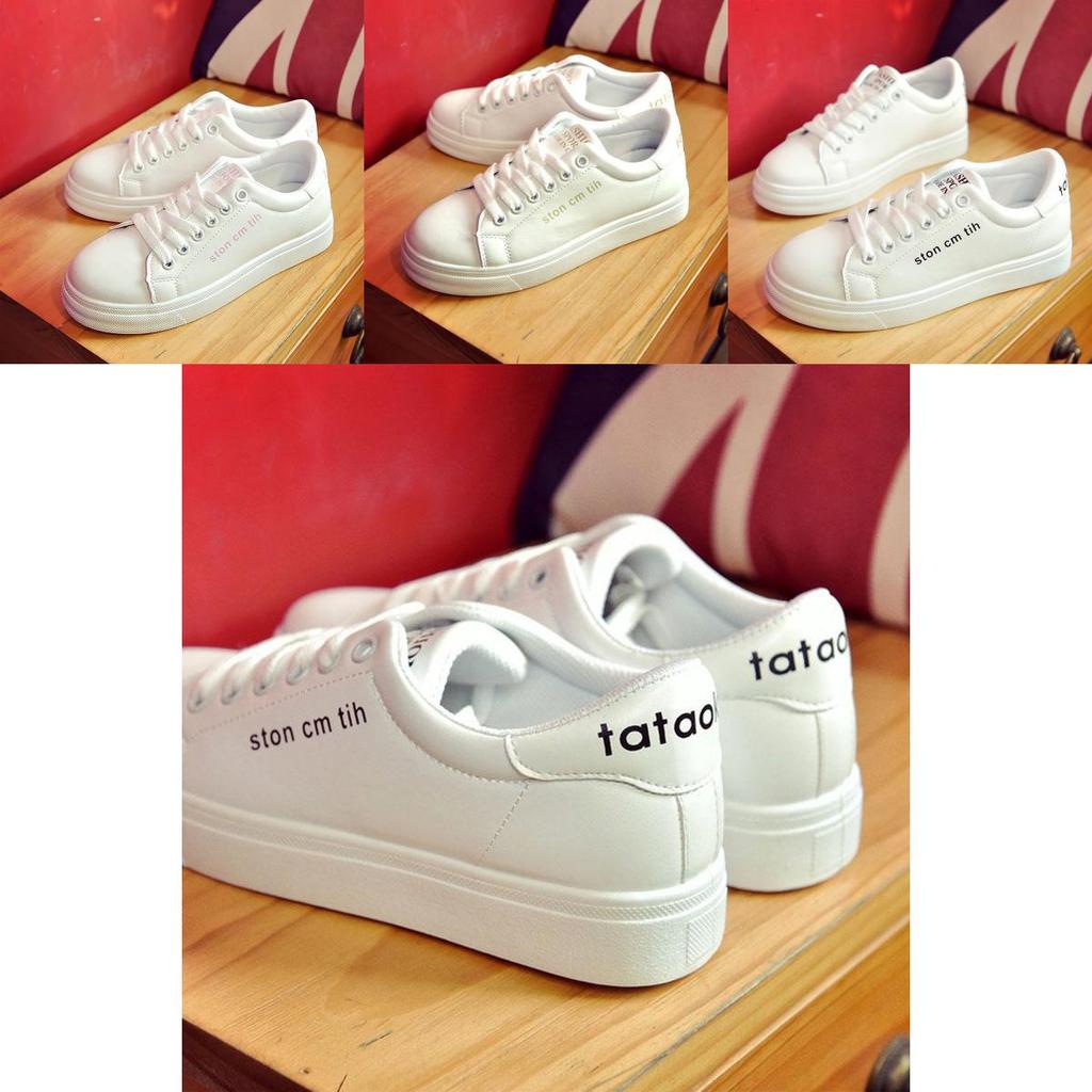 Timeless White Korean Female Flat Leather Sneaker For Sports And Students