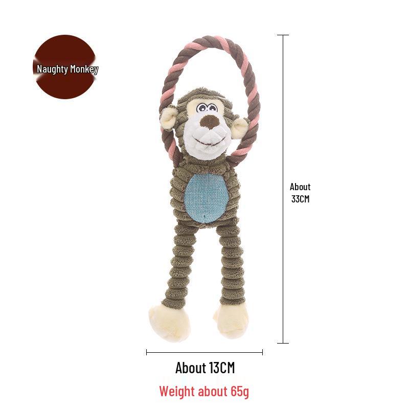 Plush Long-Legged Elephant Monkey Lion Dog Toy - Chew Resistant and Teething Friendly