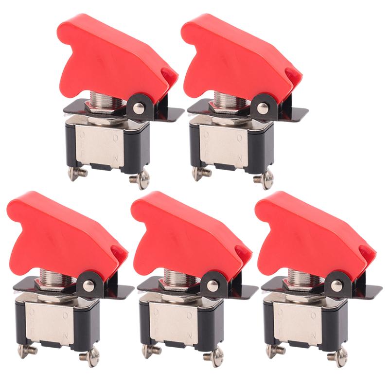 New KN3A-101 Toggle Rocker Switch LED Switch with Protective Cover Car Auto Cover LED Light Toggle Switch Control on/Off RED