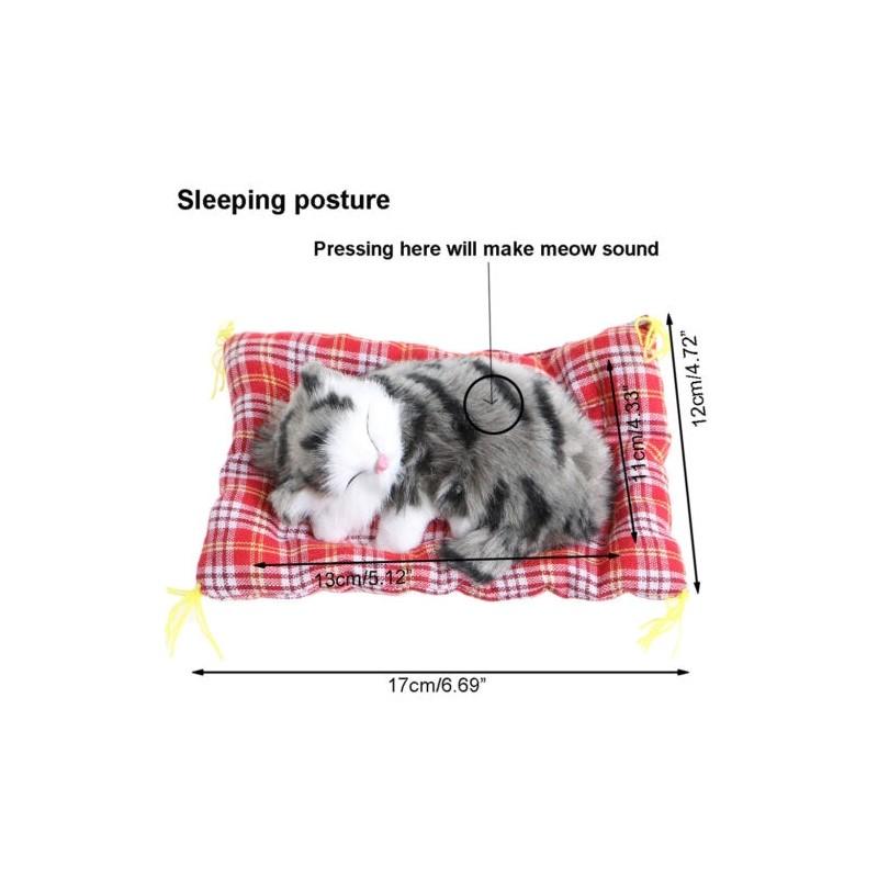 Adorable And Soft Plush Stuffed Toy Cute Sleeping Cat With Realistic Sound For Kids