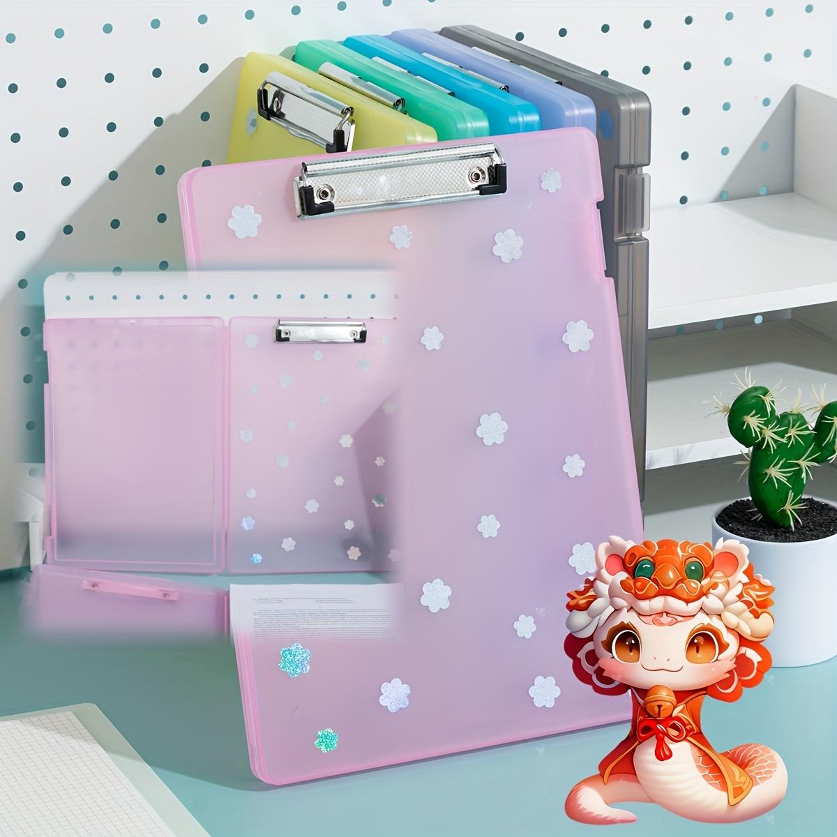 Floral Plastic File Folder with Writing Pad and Pen Slot - Large Capacity Rectangular Office Organizer Box in Assorted Colors 2940₽