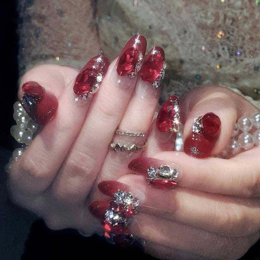 Wear the finished nail, flash ruby nail sticker, flash fake nail patch, flash diamond nail patch, nail U95.