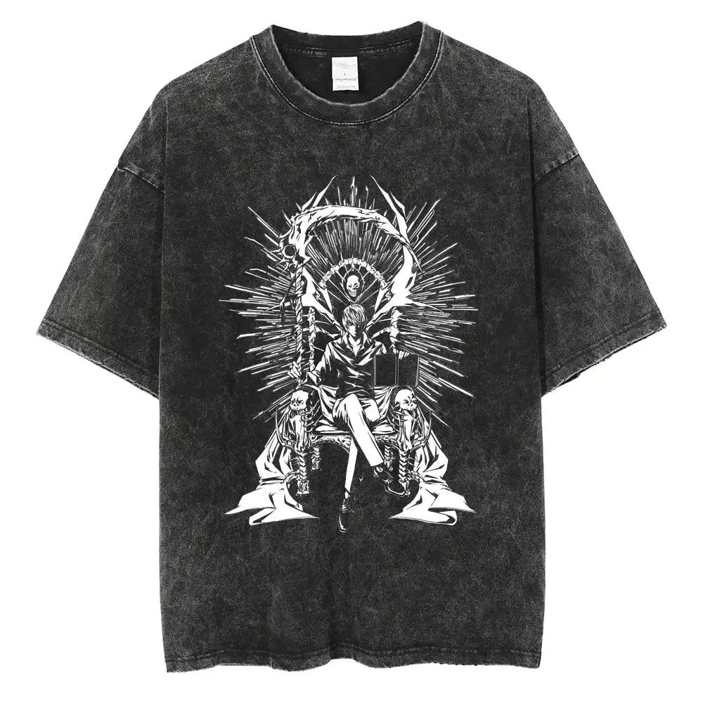 New Arrival Mens Clothe Tee Shirt TShirts Men Tshirt for Men Ropa Hombre Vintage Washed Death Note Anime Graphic Printing
