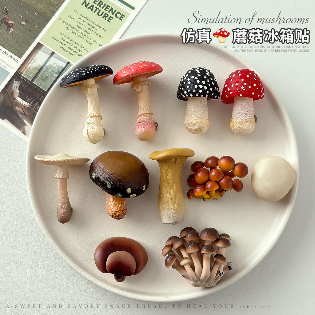 Mini Mushroom Refrigerator Magnet Fruit Refrigerator Decoration Pegboard Art Decoration 3D Ornament