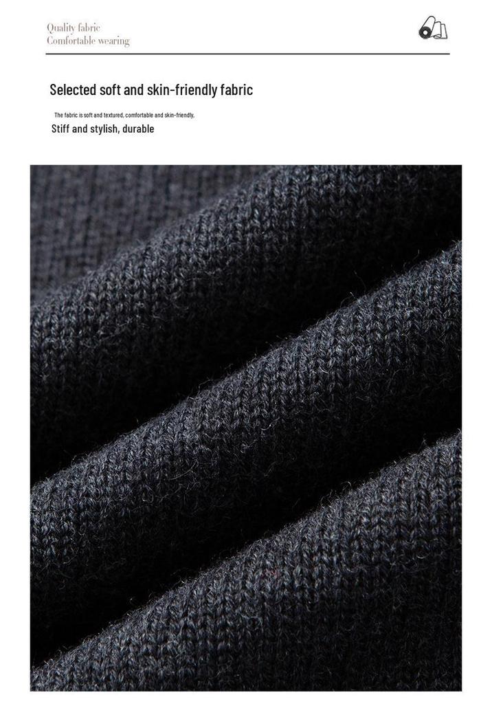 Men's Thick Warm Wool Sweater - Half-Zip, Stand Collar, Long Sleeve, Casual Knitwear