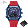 Naviforce Men's Quartz Digital Watch LCD Chronograph Date Luminous Hands 30m Waterproof Silica Strap Sports Outdoor Men's Wristwatch NF9242