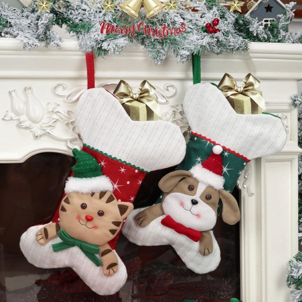 Cartoon Large Christmas Stocking Xmas Tree Ornaments Fireplace Christmas Stocking  Garden