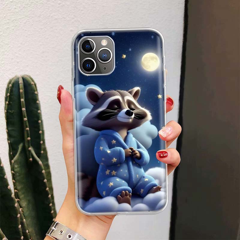Waschbär Süßes Tier Für iPhone 17 Air 16 15 14 Plus 13 Mini 12 11 Pro Max Handyhülle 16E 7 Druck 8 SE Fundas Hülle Weiche Hülle 16