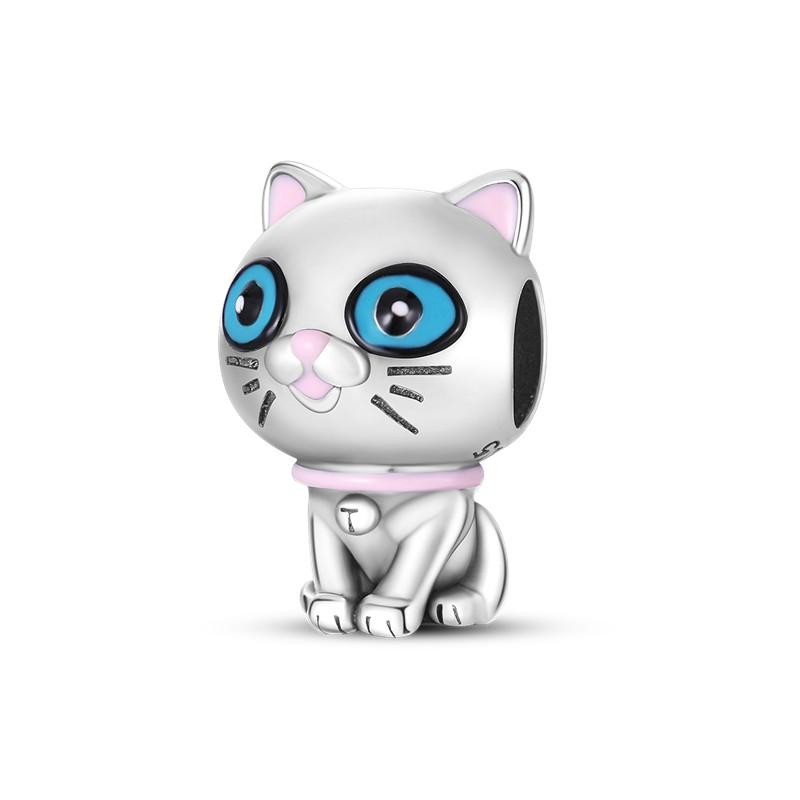 Lovely Cat Series Charms Beads Copper Love Heart Cats Dangle Fit Bracelet Necklace Diy Jewelry Gift Marking