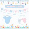 Weysat 2 Pcs Baby Clothes Banner Baby Boys Girls Shower Decorations Pink Blue Bodysuit Clothesline Banner Gender Reveal Birthday Neutral Party Outfit