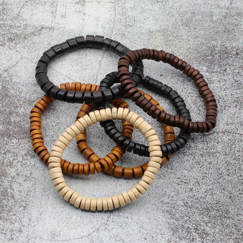 Minimalist Natural Wooden Bracelet Homme Coir Wood Beaded Braclet Man Hand Accessories Buddha Brazalete Men's Fashion Pulsera
