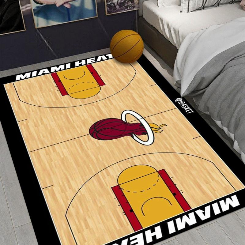 Vibrant Basketball Court Style Floor Mat Living Room Bedroom Home Non Slip Floor Mat Living Room Decoration Washable Carpet
