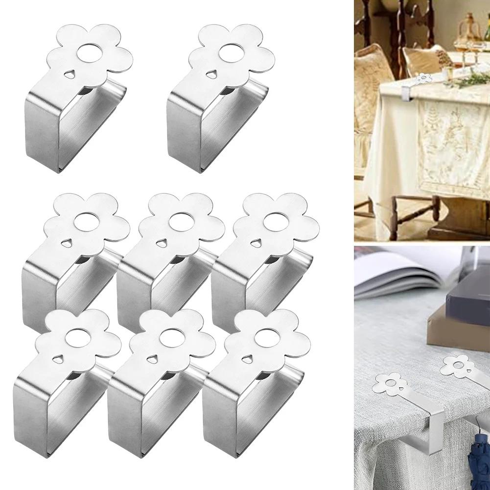 8pcs Stainless Flower Tablecloth Clip Wedding Picnic Table Cover Clip Anti-Slip Tablecloth Clips Heavy Duty Tablecloth Clips