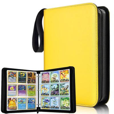 Card File Card Binder Sticker File 9 Pockets Holds 720 Cards Portable Zipper Card Sheet Collect Other Game Cards (9 Pockets, Yellow)