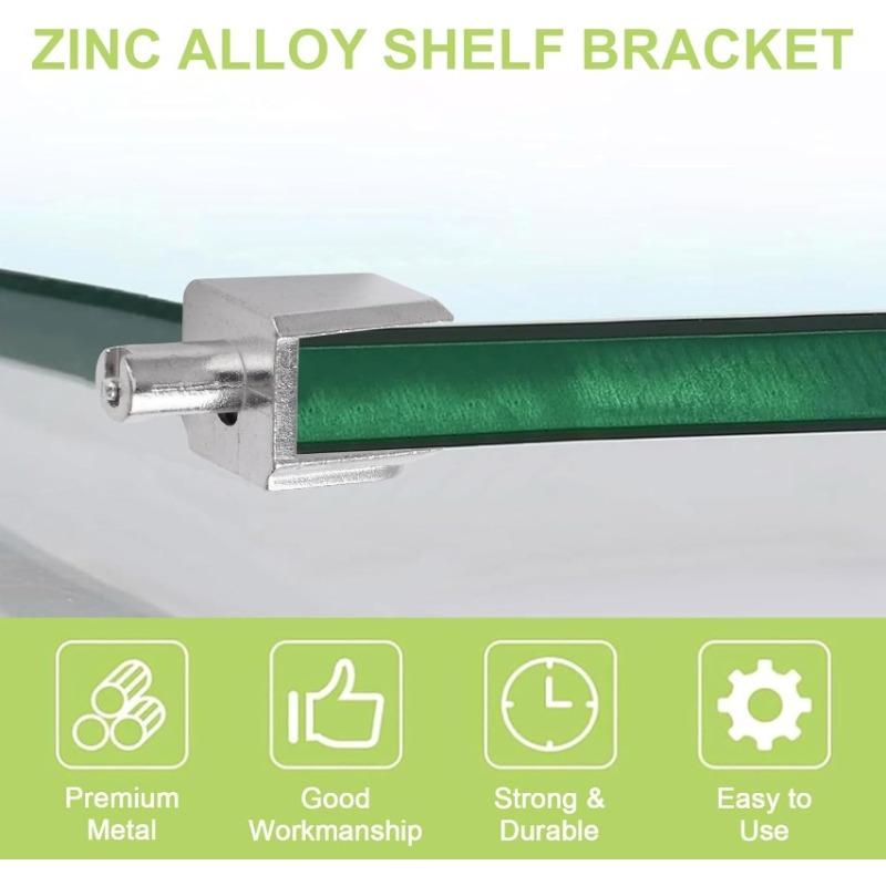 20pcs Glass Shelf Supports: Polished Chrome Zinc Alloy Adjustable Wall-Mounted Clips with Pin, Fits 5-8mm Frameless Glass