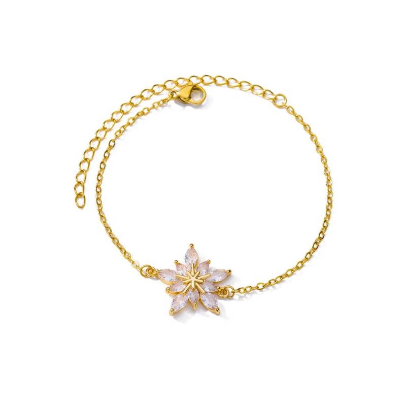 Zircon Flower Bracelet Women's Fashion Light Luxury Design Gold Chain Light Luxury Jewelry