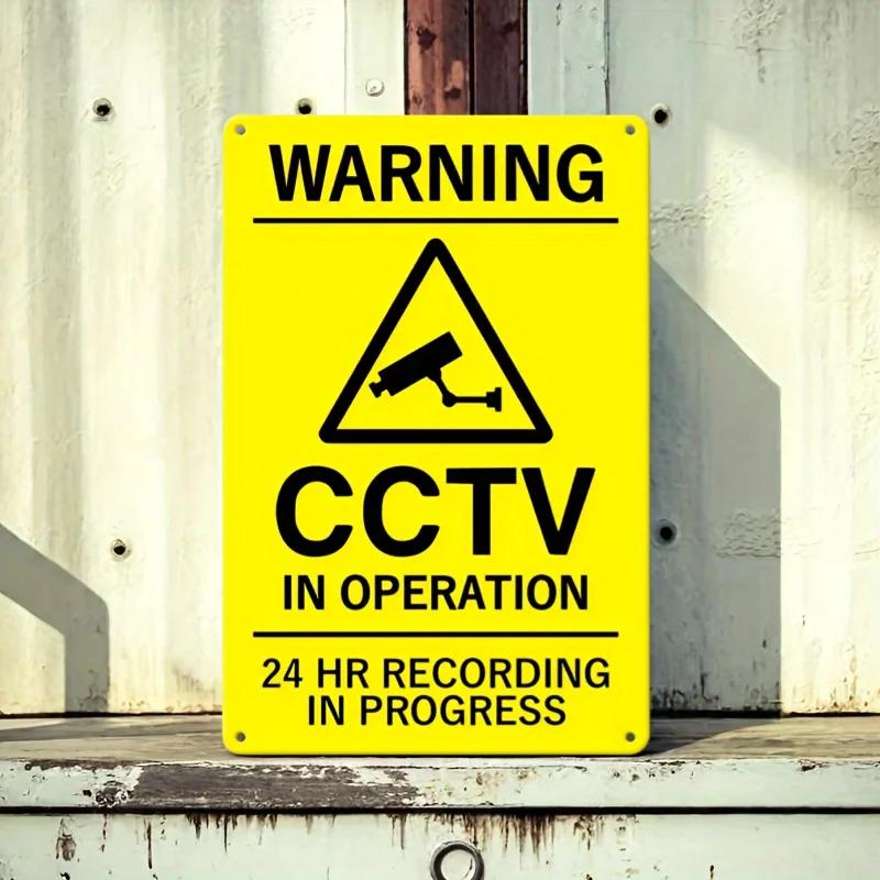 

Vintage Style Metal CCTV Warning Sign Perfect for Home Office Outdoor Decor Easy Wall Installation 247 Recording in 20x30cm