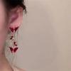 Elegant Red Zircon Butterfly Drop Earrings For Women Temperament Lovely Imitation Pearl Animal Tassel Earring Fashion Jewelry