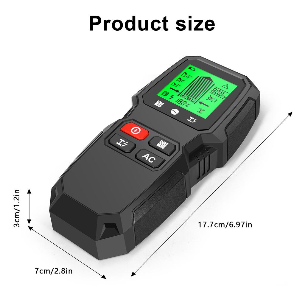 Stud Finder Wall Scanner 5 in 1 Electronic Stud Detector with HD LCD Display Used for Detecting Wood Metal Wire with Warning Function