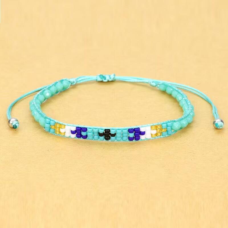 Handmade Woven Bracelets Boho Multicolored faceted Glass Beads Woven Bracelet Women Men Boho Handmade Chic Jewelry