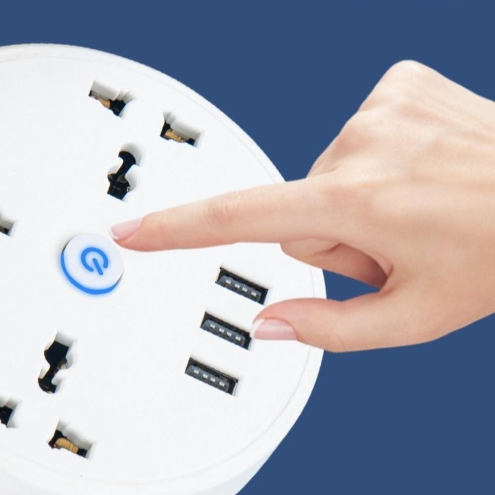 3 USB Ports Portable Extension Socket Round Design USB Charger Plug  International Travel