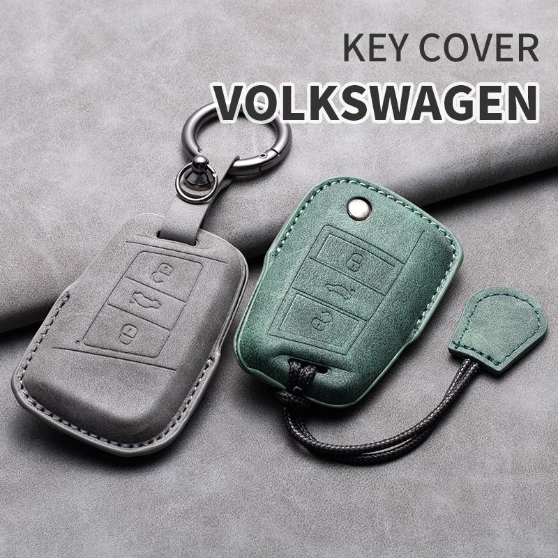 Styling Mouldings Sheepskin Leather Car Key Case Cover Fob For Volkswagen Polo VW Magotan Passat B8 TIGUAN MK2 Golf 8 2020 Car A