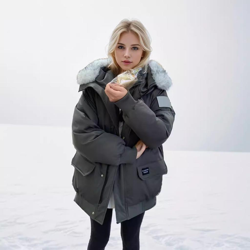 GMXIA Dámské vintage ležérní jednobarevný potisk podzim zima bundy a kabáty s dlouhým rukávem a kapucí