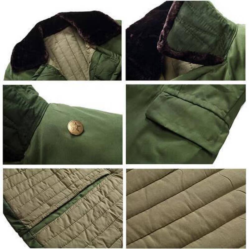 Men's Winter Army Green Thickened Cotton Overcoat