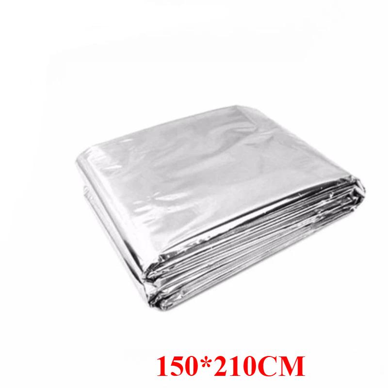 

Аварийное одеяло Термоодеяло для кемпинга Водонепроницаемое фольгированное термоодеяло Теплоотражающее одеяло для улицы 150×210CM серебряный