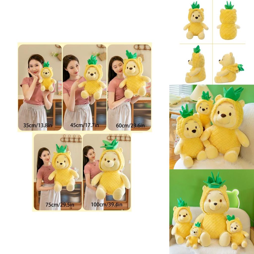 Soft Cuddly Pineapple Winnie The Pooh Bear Plush Toy Yellow Xmas Kids Gift