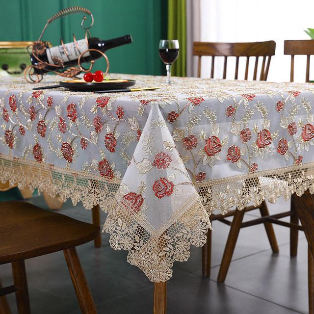 Luxury Embroidered Lace Tablecloth For Dining Coffee Table Decortation Wedding Party Table Cover Rectangular Square Round