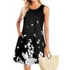 Summer Dresses For Women Beach Boho Sleeveless Printing Flowy Pocket Tshirt Tank Sundresses
